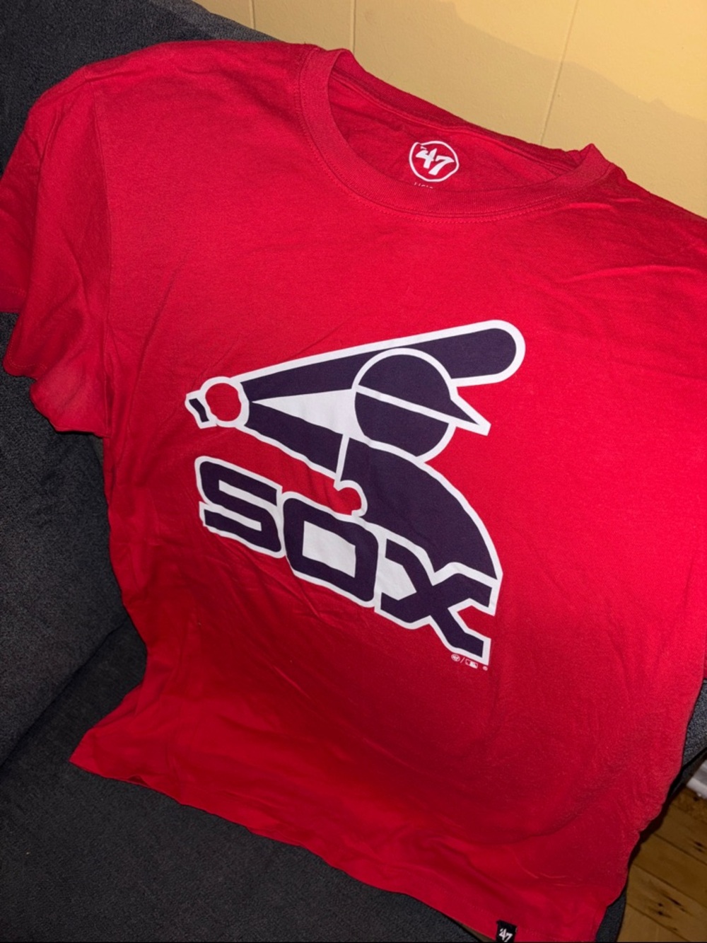 47 Brand Red Sox Logo Tee - Red with Navy and White